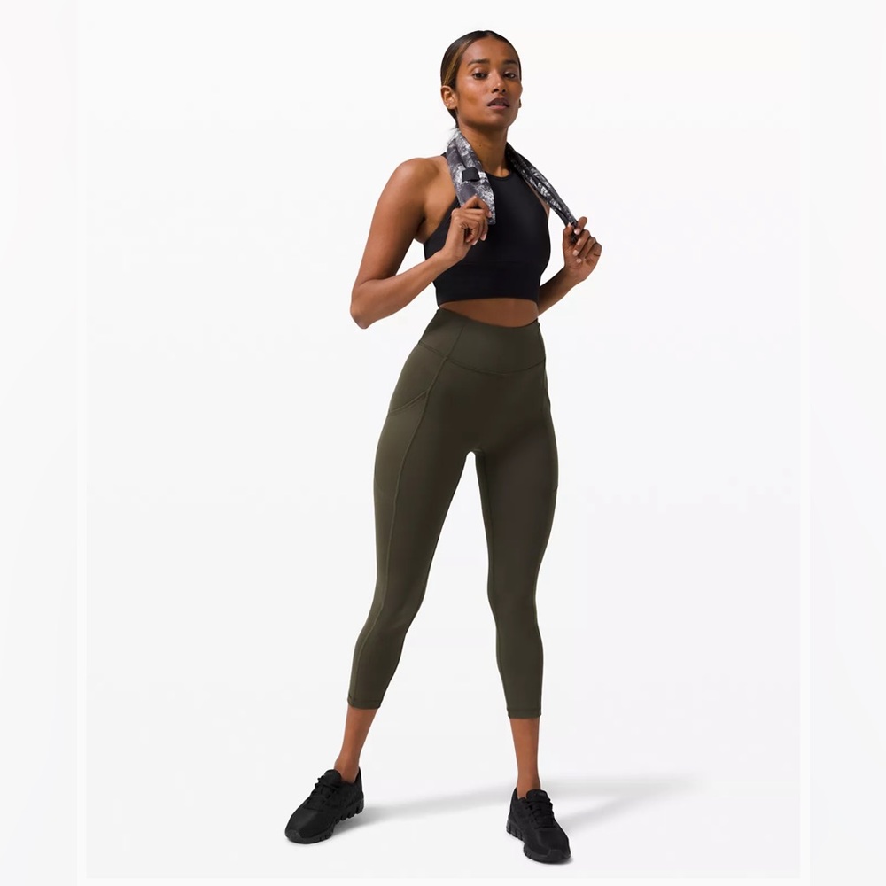Lululemon All The Right Places Invigorate High-Rise 23" Crop Dark Olive Size 4